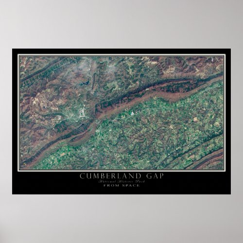 The Cumberland Gap National Park Satellite Map Poster