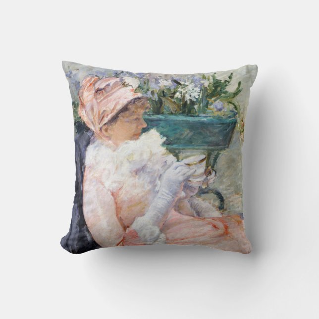 The Cup of Tea, Mary Cassatt Throw Pillow (Front)