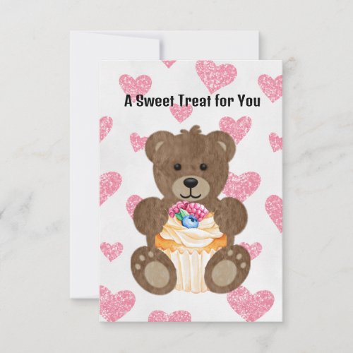 The Cupcake Bear 35 x 5 Flat Greeting Card