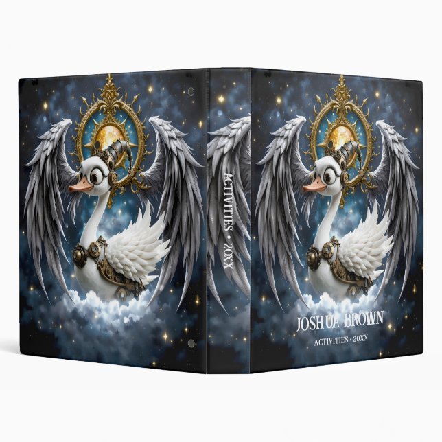 The Curious Clockwork Swan.  3 Ring Binder (Background)