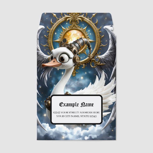 The Curious Clockwork Swan. Envelope Mailers (Front)
