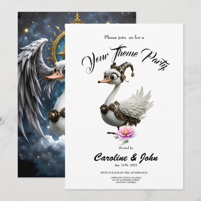 The Curious Clockwork Swan. Invitation (Front/Back)