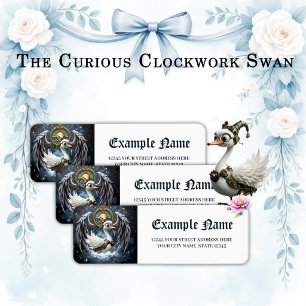 The Curious Clockwork Swan. Label