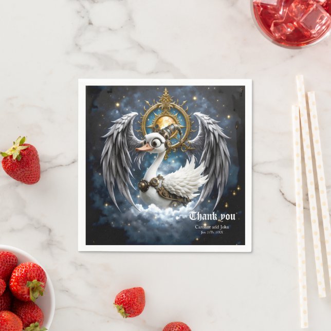 The Curious Clockwork Swan.  Napkins (Insitu)