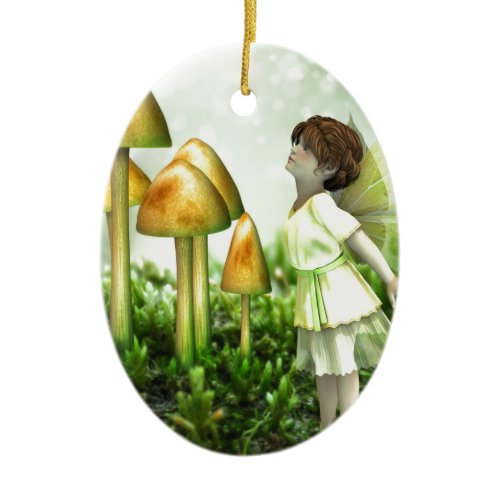 The Curious Fairy - Fairy and Toadstools Ceramic Ornament