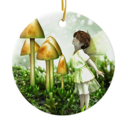 The Curious Fairy - Fairy and Toadstools Ceramic Ornament