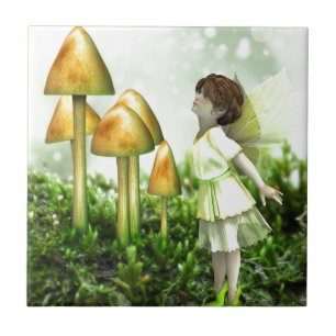 The Curious Fairy - Fairy and Toadstools Ceramic Tile