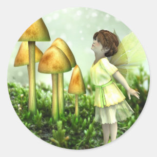 The Curious Fairy - Fairy and Toadstools Classic Round Sticker