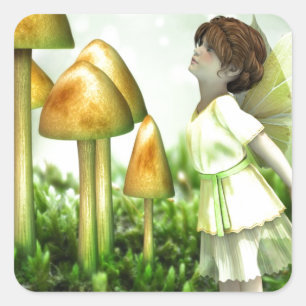 The Curious Fairy - Fairy and Toadstools Square Sticker