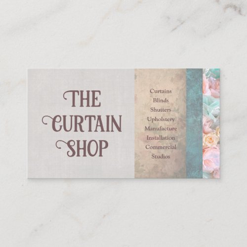 The Curtain Shop Lace  Drapes Blinds Manufacture Business Card