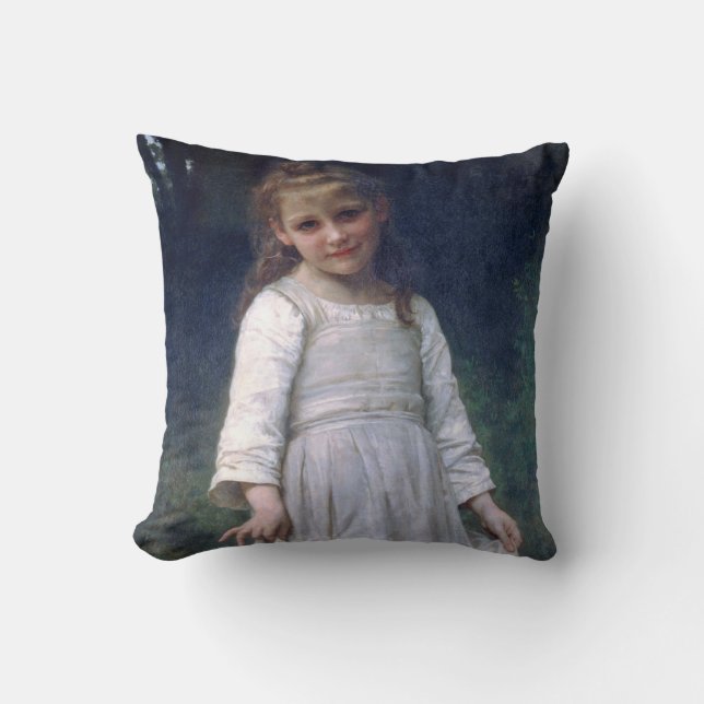 The Curtsey, Bouguereau Throw Pillow (Front)