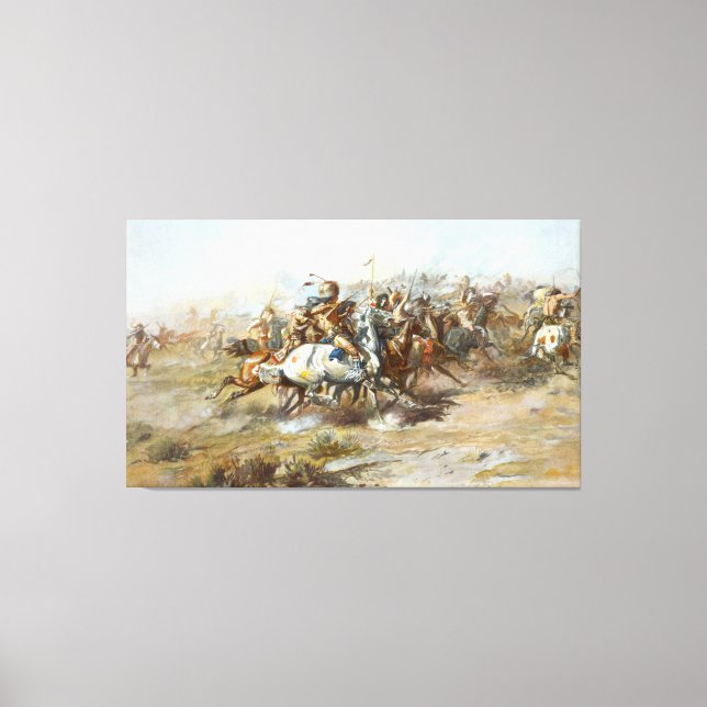 The Custer Fight Battle Charles Marion Russell  Canvas Print (Front)