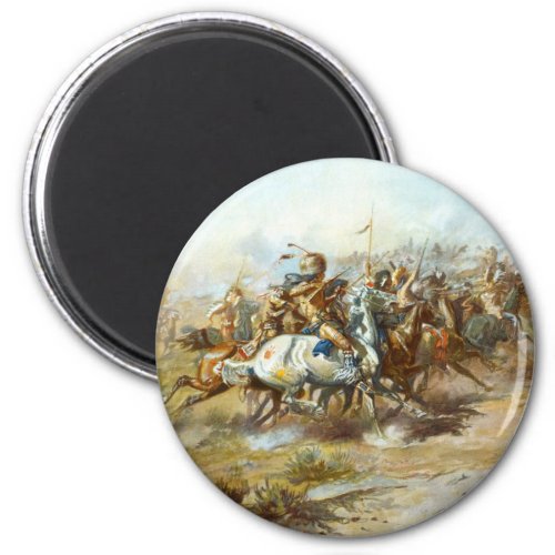 The Custer Fight by Charles Marion Russell Magnet