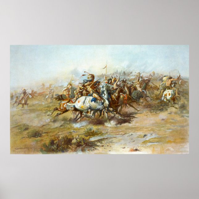 The Custer Fight by Charles Marion Russell Poster (Front)