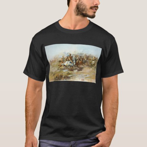 The Custer Fight by Charles Marion Russell T_Shirt