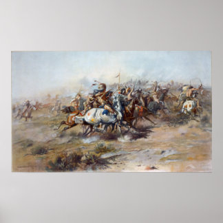 The Custer fight Poster