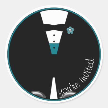 The Custom Color Tux ~ Make It Any Color! ~ Classic Round Sticker by teeloft at Zazzle