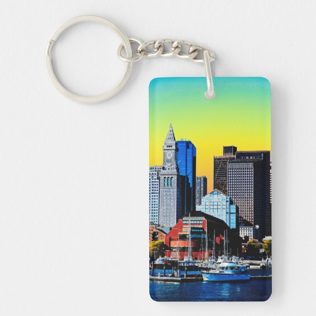 The Custom House Boston USA Poster Cloth Face Mask Keychain (Front)