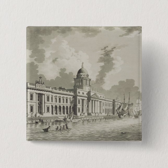The Custom House, Dublin, 1792 (engraving) Pinback Button (Front)