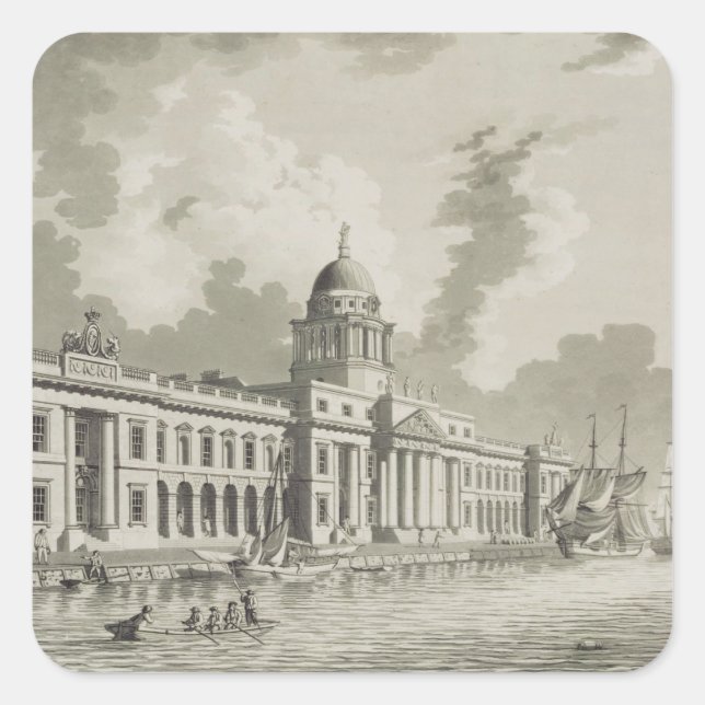 The Custom House, Dublin, 1792 (engraving) Square Sticker (Front)