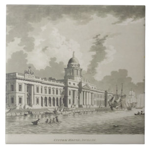 The Custom House, Dublin, 1792 (engraving) Tile