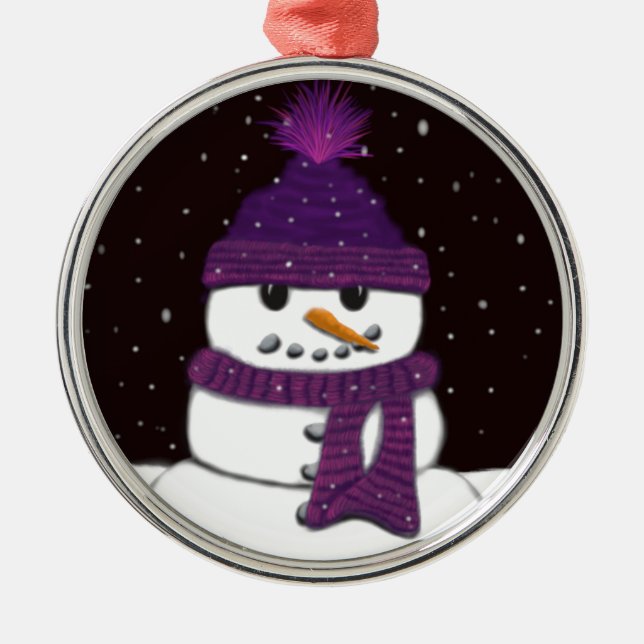 The Cute Armless Snowman Metal Ornament (Front)