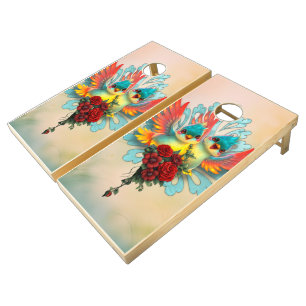 The cute birds of good humor. cornhole set