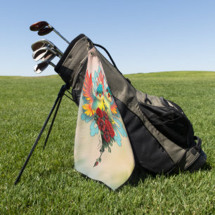 The cute birds of good humor. golf towel
