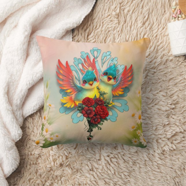 The cute birds of good humor.  throw pillow (Blanket)