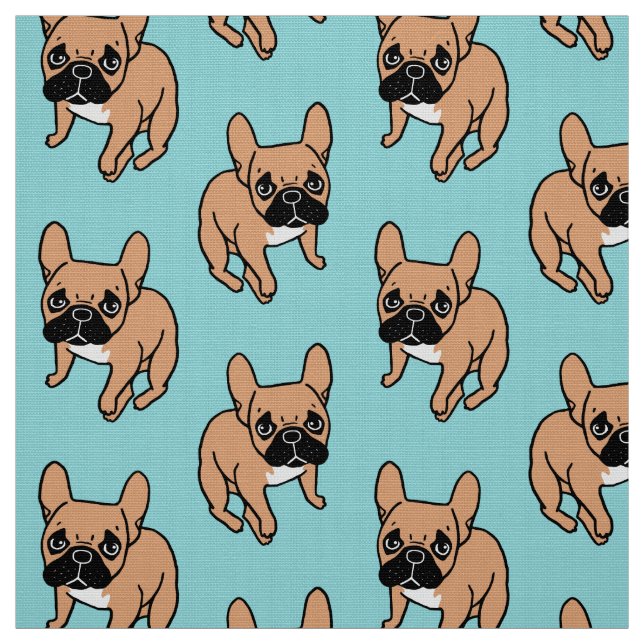 The Cute Black Mask Fawn Frenchie Needs Attention Fabric (Swatch)