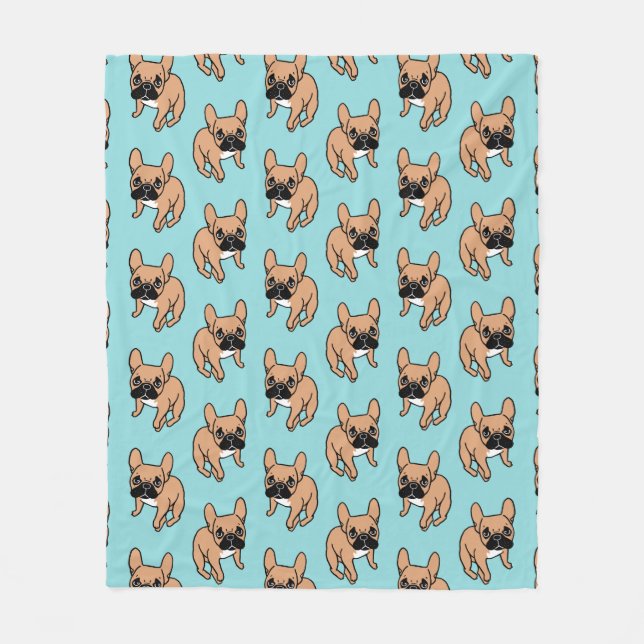 The Cute Black Mask Fawn Frenchie Needs Attention Fleece Blanket (Front)
