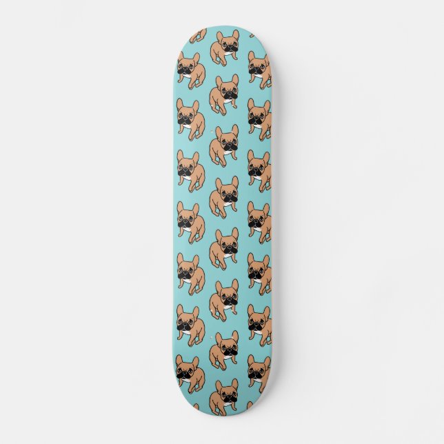 The Cute Black Mask Fawn Frenchie Needs Attention Skateboard Deck (Front)