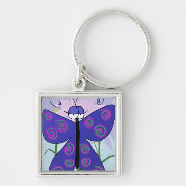 The Cute Butterfly With An Attitude Painting Keychain (Front)