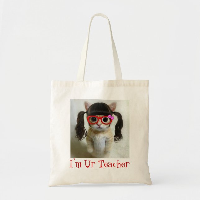 the cute cat with sunglasses tote bag (Front)