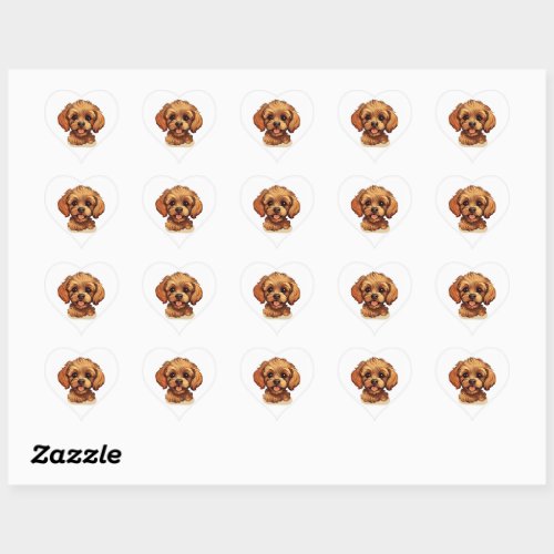 The cute Cavapoo Dog for stickres Heart Sticker