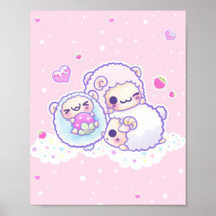 The cute cotton candy sheep poster