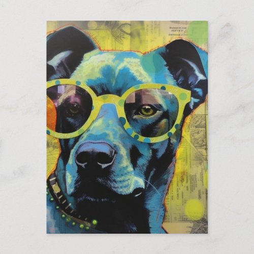 The Cute Dog in Glasses Collage Postcard