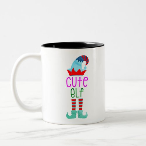 The Cute Elf Family Matching Group Christmas Gift Two_Tone Coffee Mug