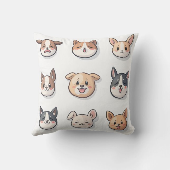 The cute expressions of the puppies throw pillow (Back)
