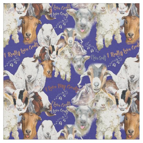 The Cute Faces of Goats Fabric