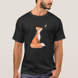 The Cute Fox And Hummingbird Vintage Retro Present T-Shirt
