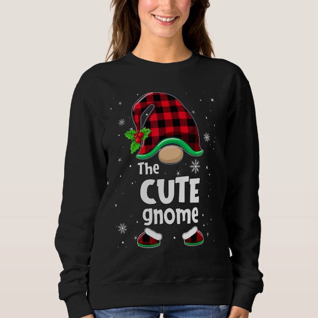 The Cute Gnome Buffalo Plaid Christmas Matching Fa Sweatshirt (Front)