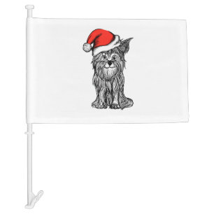 The Cute Puppy In A New Year Hat   Car Flag