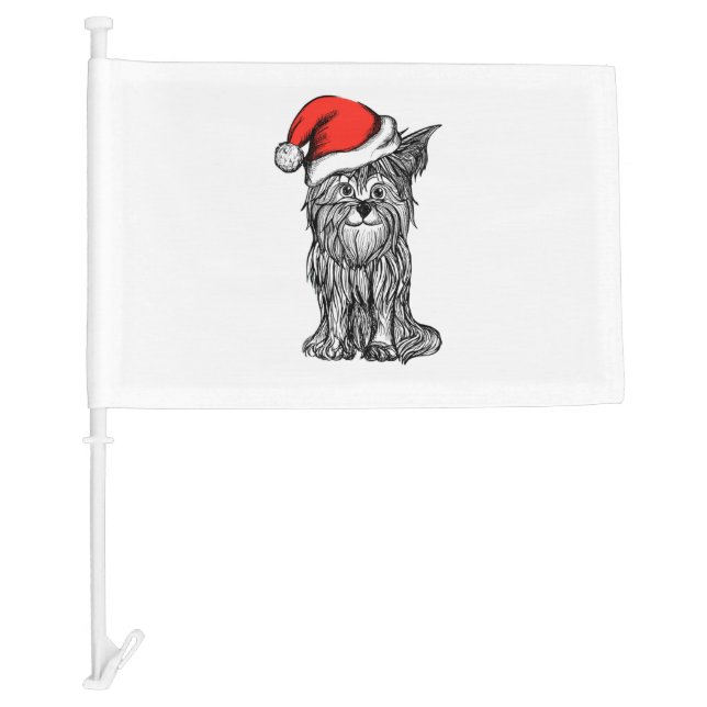 The Cute Puppy In A New Year Hat   Car Flag (Front)