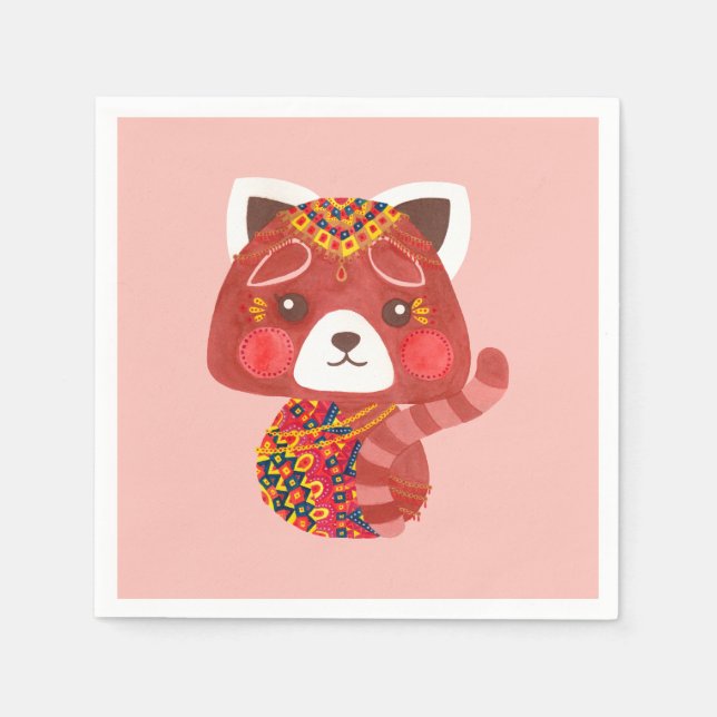 The Cute Red Panda Napkins (Front)