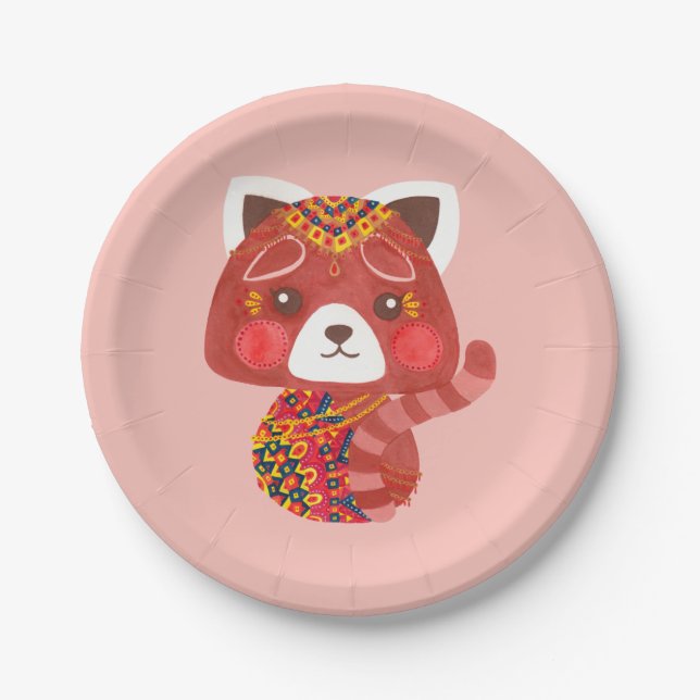 The Cute Red Panda Paper Plates (Front)