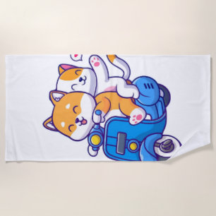 The Cute Shiba Couple Beach Towel