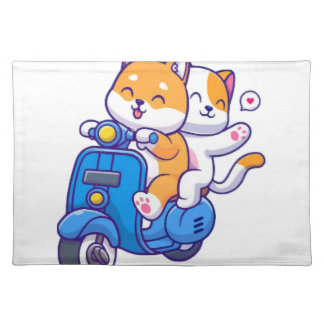 The Cute Shiba Couple Cloth Placemat