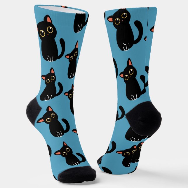 The Cutest Black Cat Socks Gift For Cat Lovers (Angled)