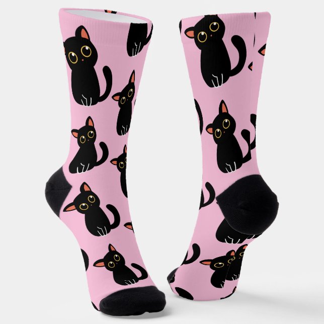 The Cutest Black Cat Socks Gift For Cat Lovers (Angled)